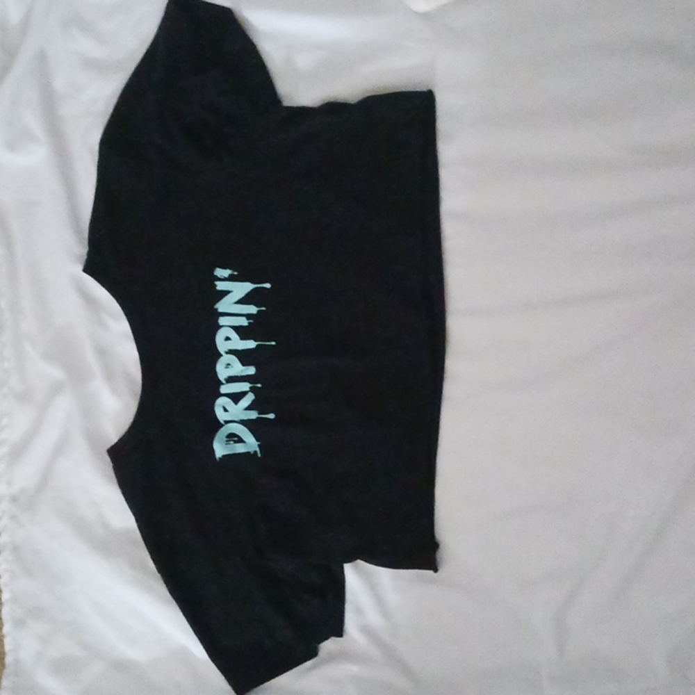 Black Cropped Top // Design "DRIPPIN' // Size Medium // Brand  Charlotte Russe